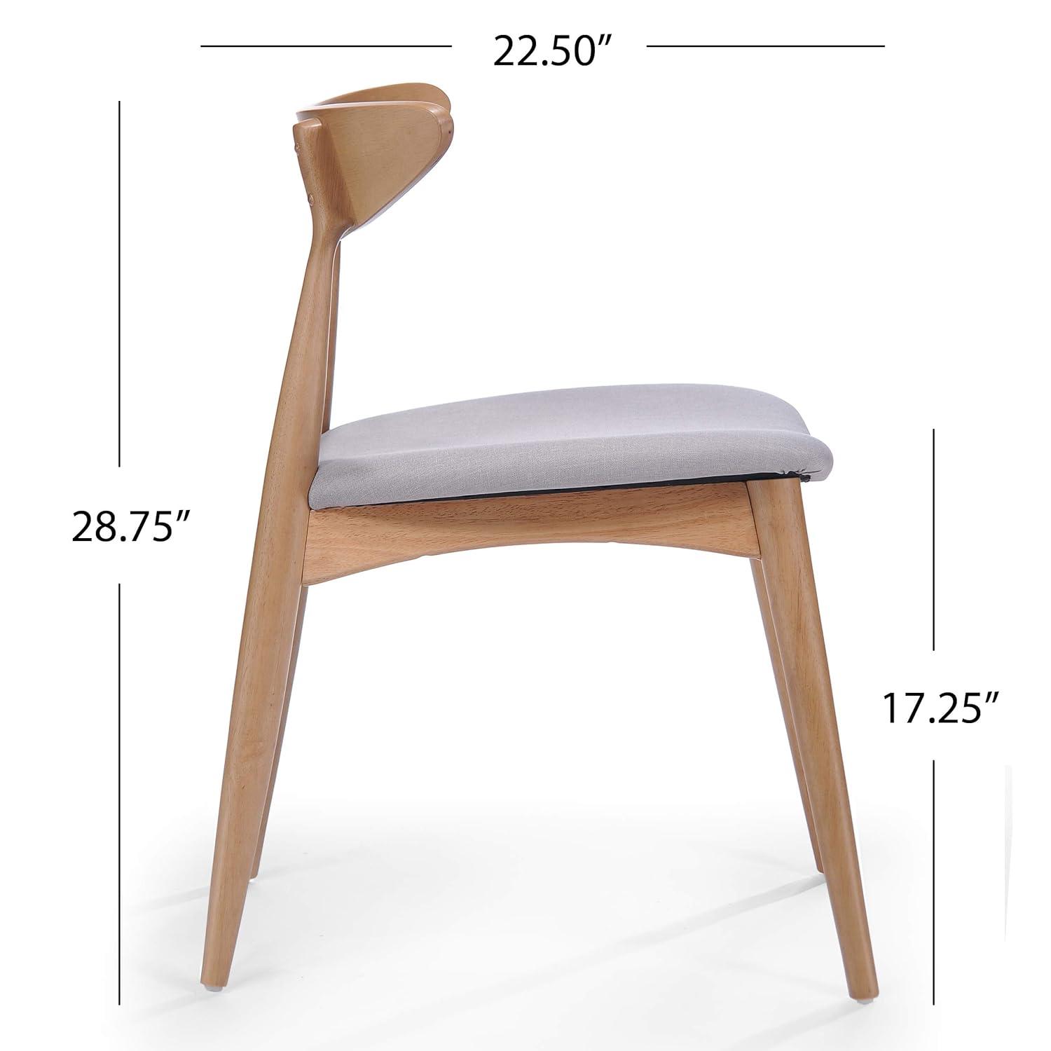 Christopher Knight Home Barron Mid Century Modern Rubberwood Fabric Upholstered Dining Chairs (Set of 2), Beige/Natural Oak