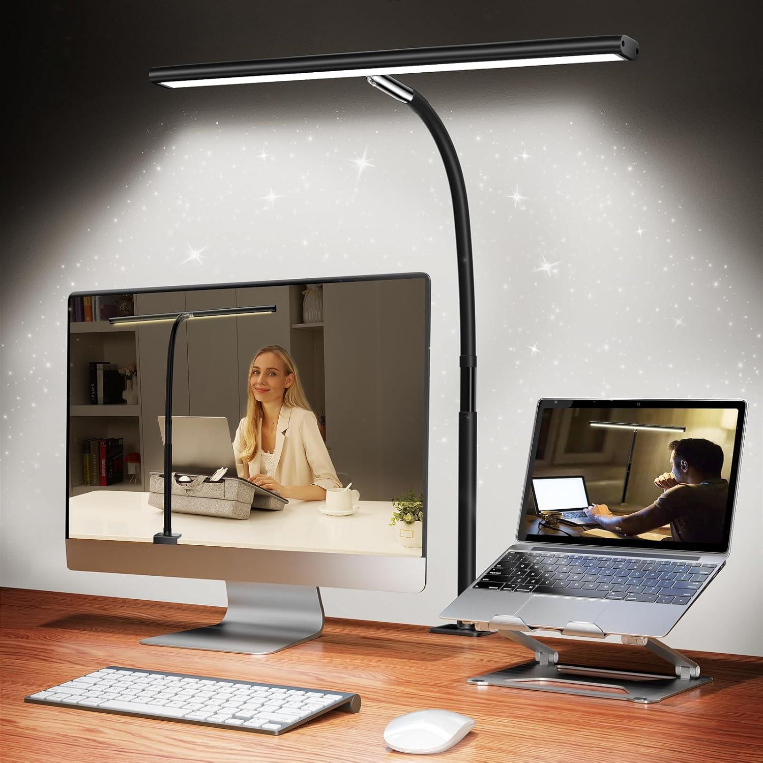 Black Adjustable Arc Clip-on LED Desk Lamp