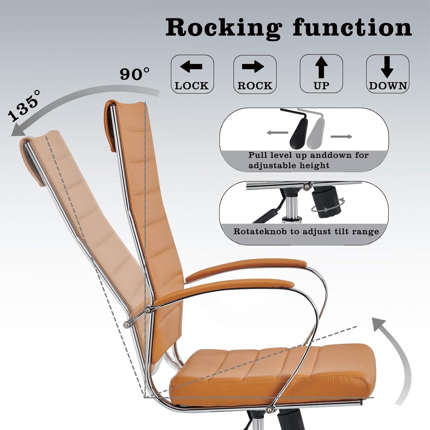 Ergonomics Modern Desk Chair - Executive Office Chair with Armrests, Adjustable Swivel, Black Leather