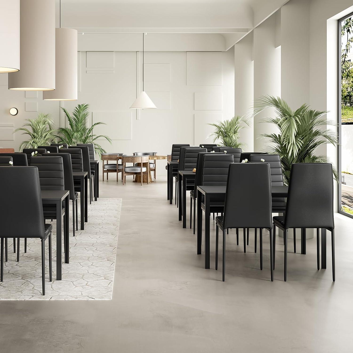 SESSLIFE Dining Chairs Set of 4, Dining Living Room Kitchen Chairs PU Leather Padded Chair with Solid Iron Legs, Modern Urban Style