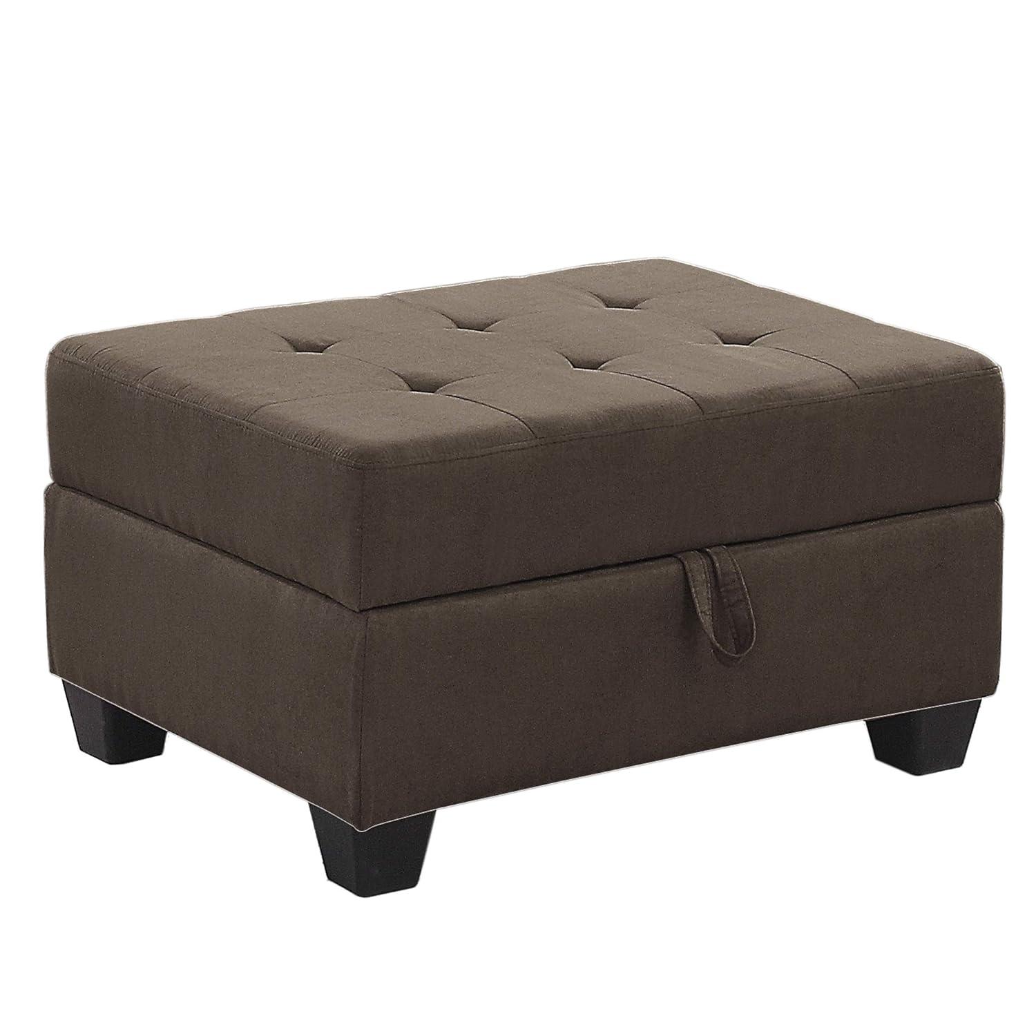 Lexicon Maston Microfiber Ottoman with Storage in Chocolate