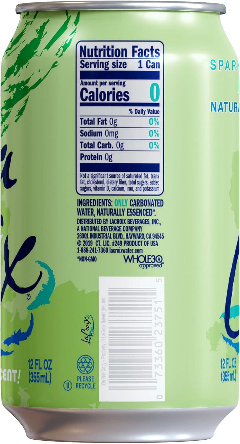 La Croix Natural Lime Flavored Sparkling Water, 12 fl oz, 8 pack