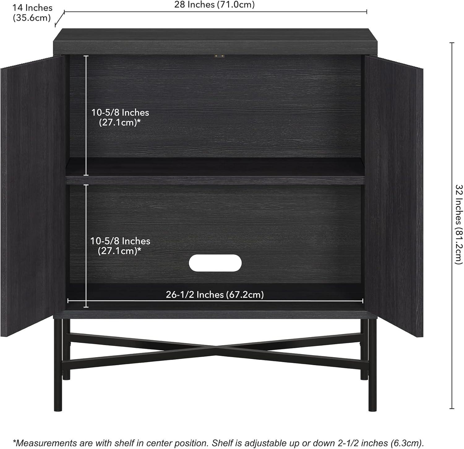 Brighton 28" Charcoal Gray Ribbed Accent Cabinet with Adjustable Shelving