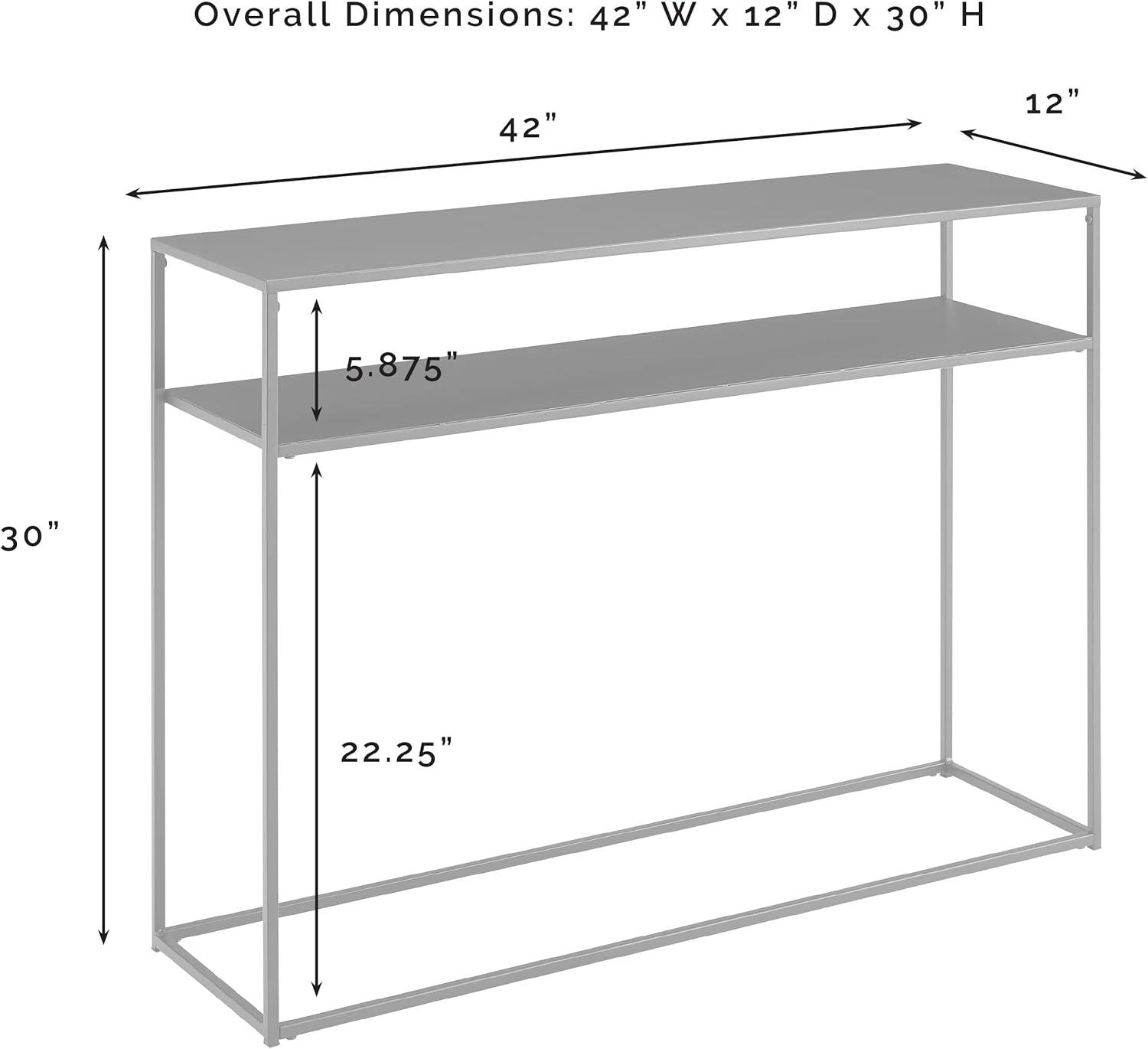 Braxton Console Table Matte Black - Crosley: Slim Steel Sofa Table, Industrial Modern Style, Open Shelf