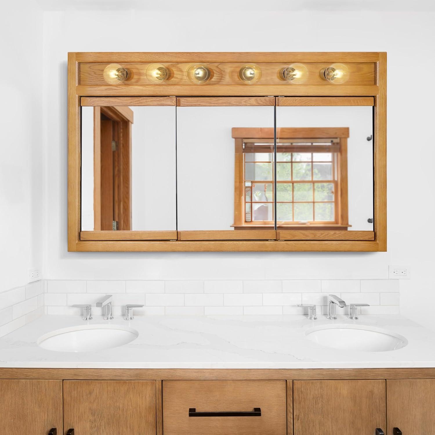 Richland 48-Inch Lighted Wood Medicine Cabinet in Nutmeg Oak