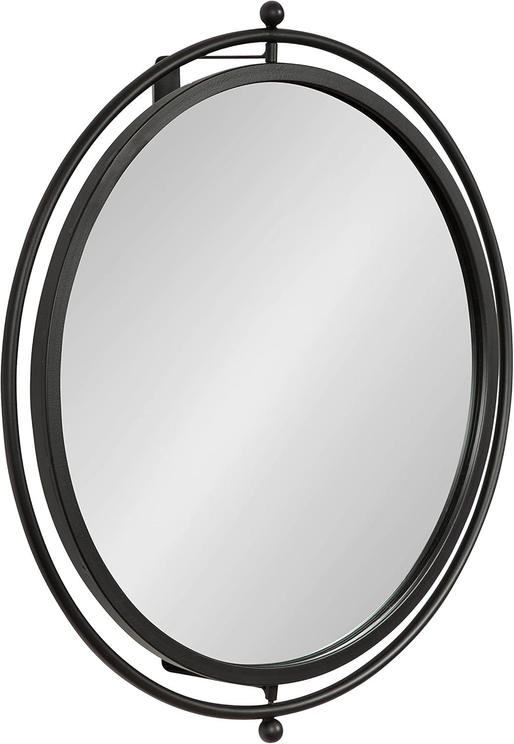 Kate and Laurel Baron Pivot Mirror, Black 21" Diameter