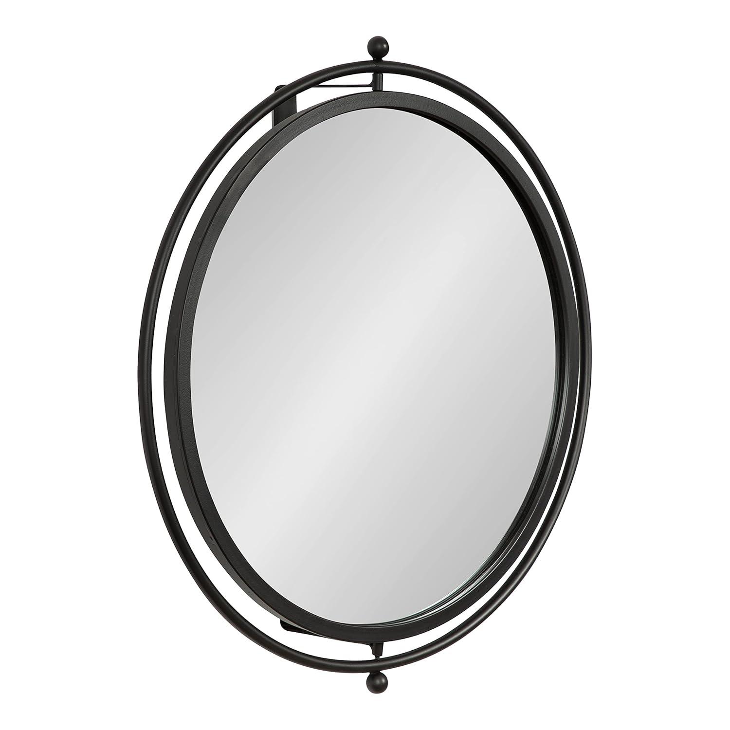 Kate and Laurel Baron Pivot Mirror, Black 21" Diameter