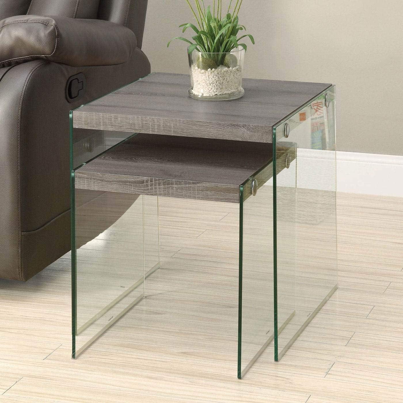 Monarch Specialties Nesting Table, Set Of 2, Side, End, Accent, Living Room, Bedroom, Brown Laminate