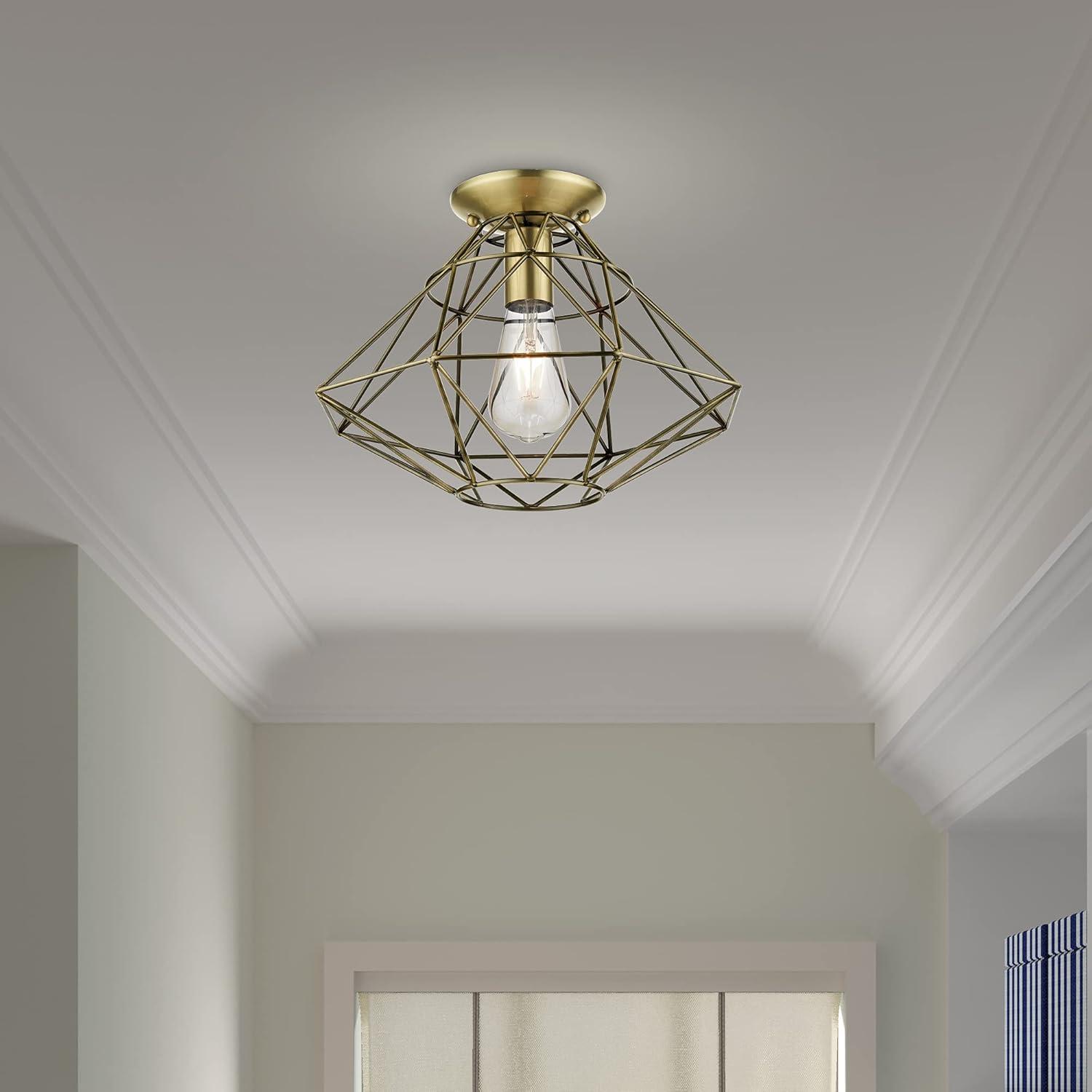 Livex Lighting Geometric 1 - Light Flush Mount in  Antique Brass