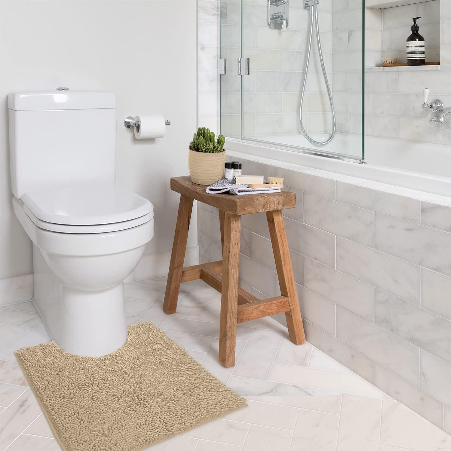 LuxUrux Soft & Plush Shaggy Plum Chenille Microfiber Bath Rug, 20" x 20'', Non-Slip Backing