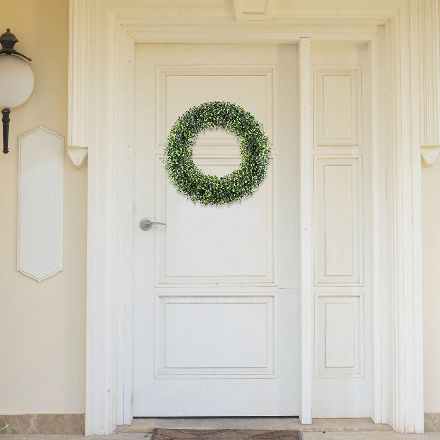 Pure Garden Set of Two 19.5-Inch Indoor/Outdoor Artificial Boxwood Wreaths