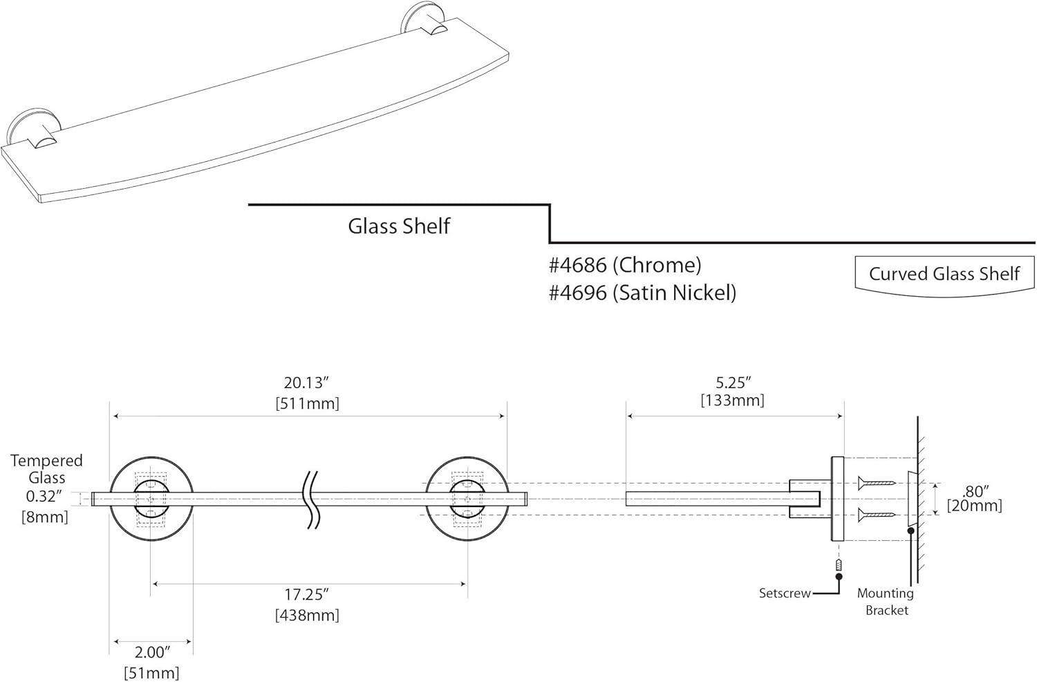 Channel Glass Bracket Shelf