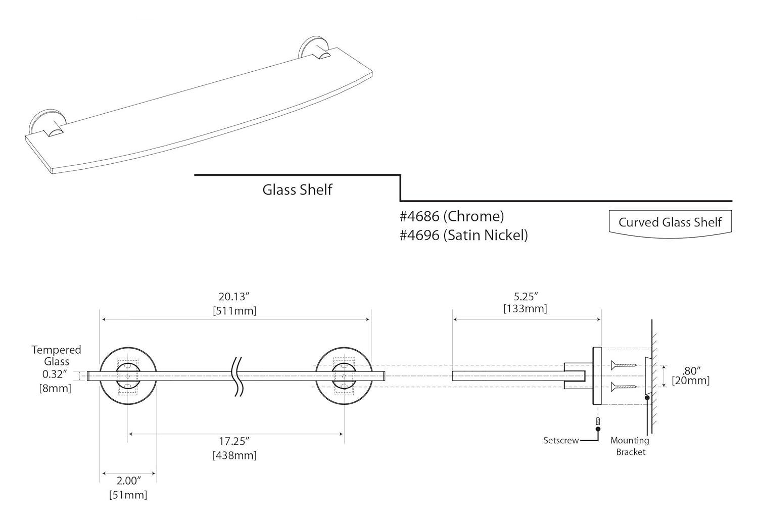 Channel Glass Bracket Shelf