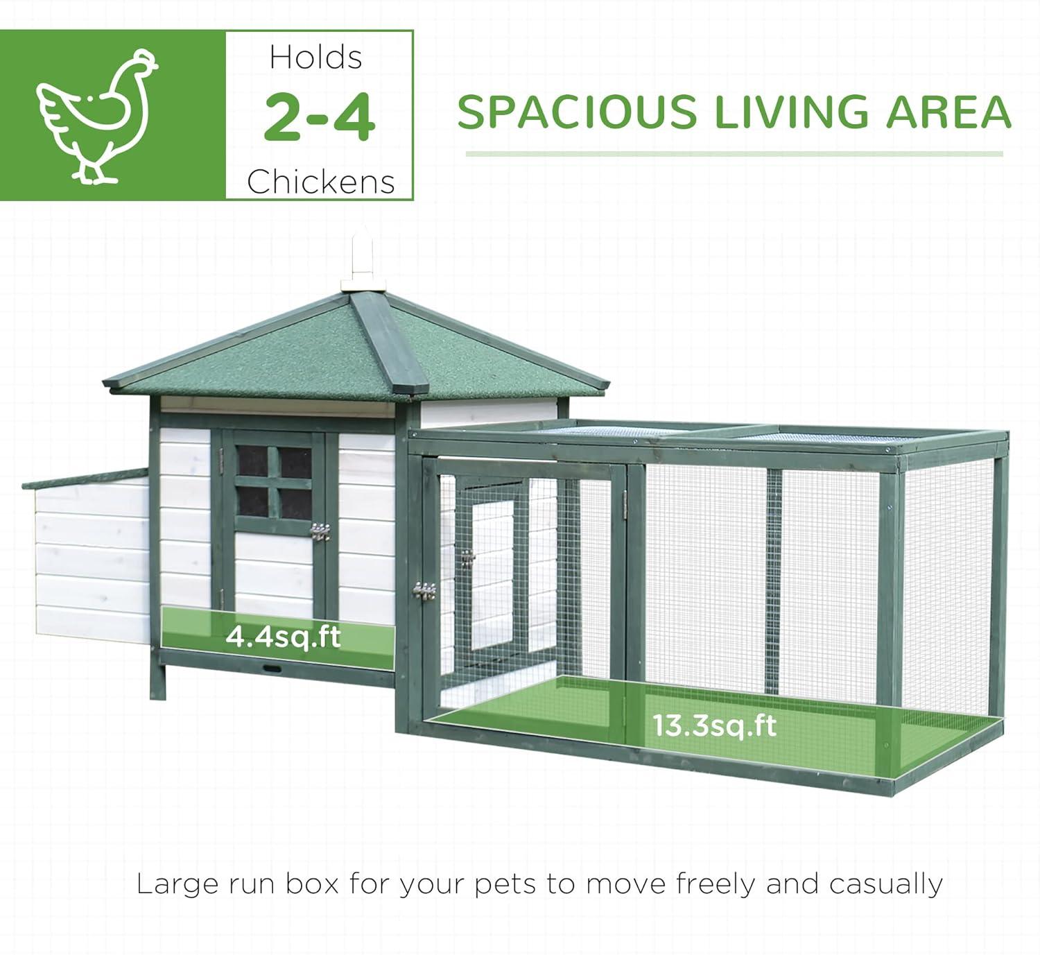 Ophelia & Co. Pawhut 77" Wooden Chicken Coop With Nesting Box, Cute Outdoor Hen House With Removable Tray, Ramp Run, For Garden Backyard, Natural