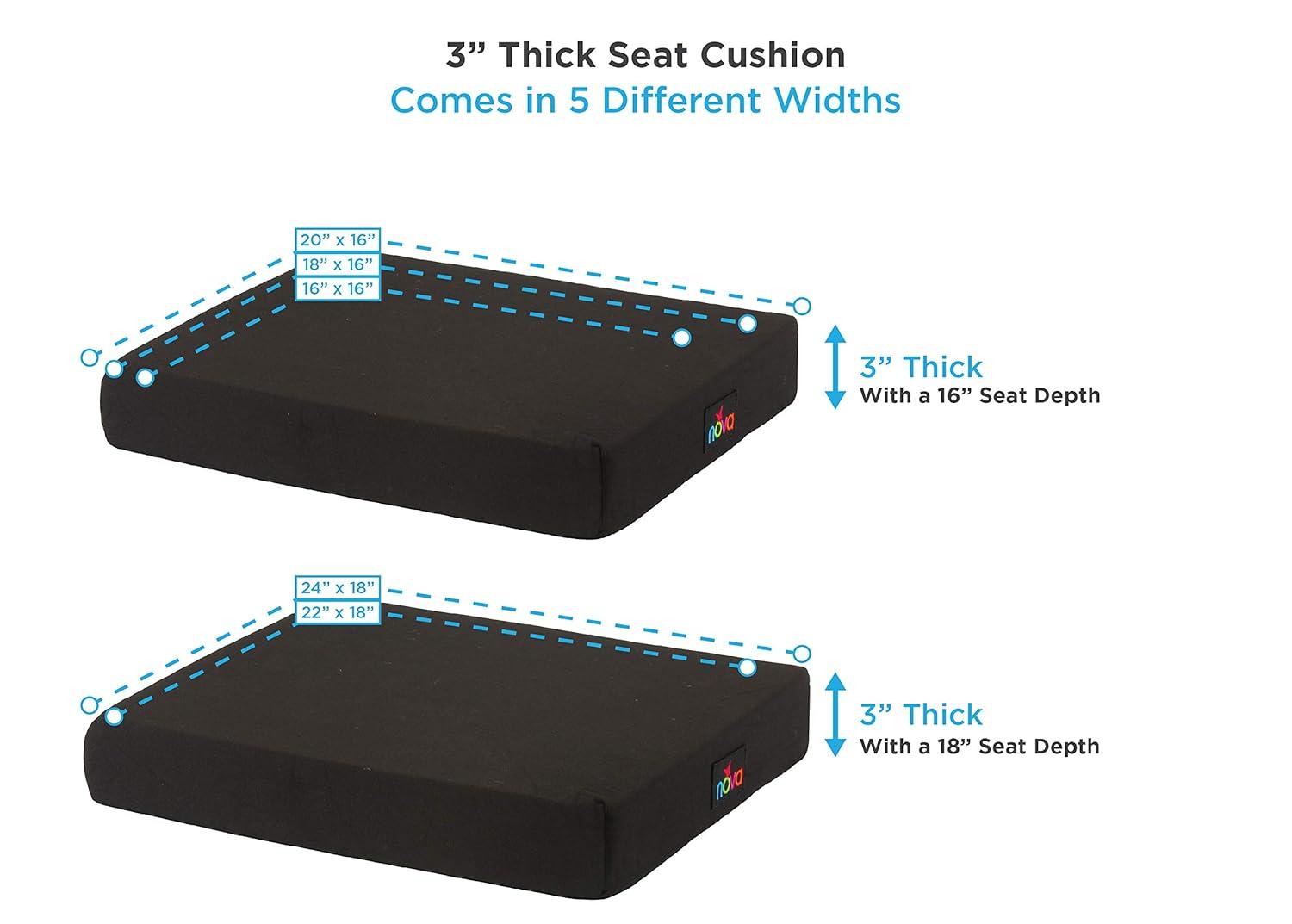 NOVA Gel & Memory Foam Seat & Wheelchair Cushion in 8 Sizes (from 16? x 16? to 18? x 24? Extra Wide), Comfortable & Durable Everyday'seat Cushion with Removable Water Resistant Cover, 2? or 3? Thick