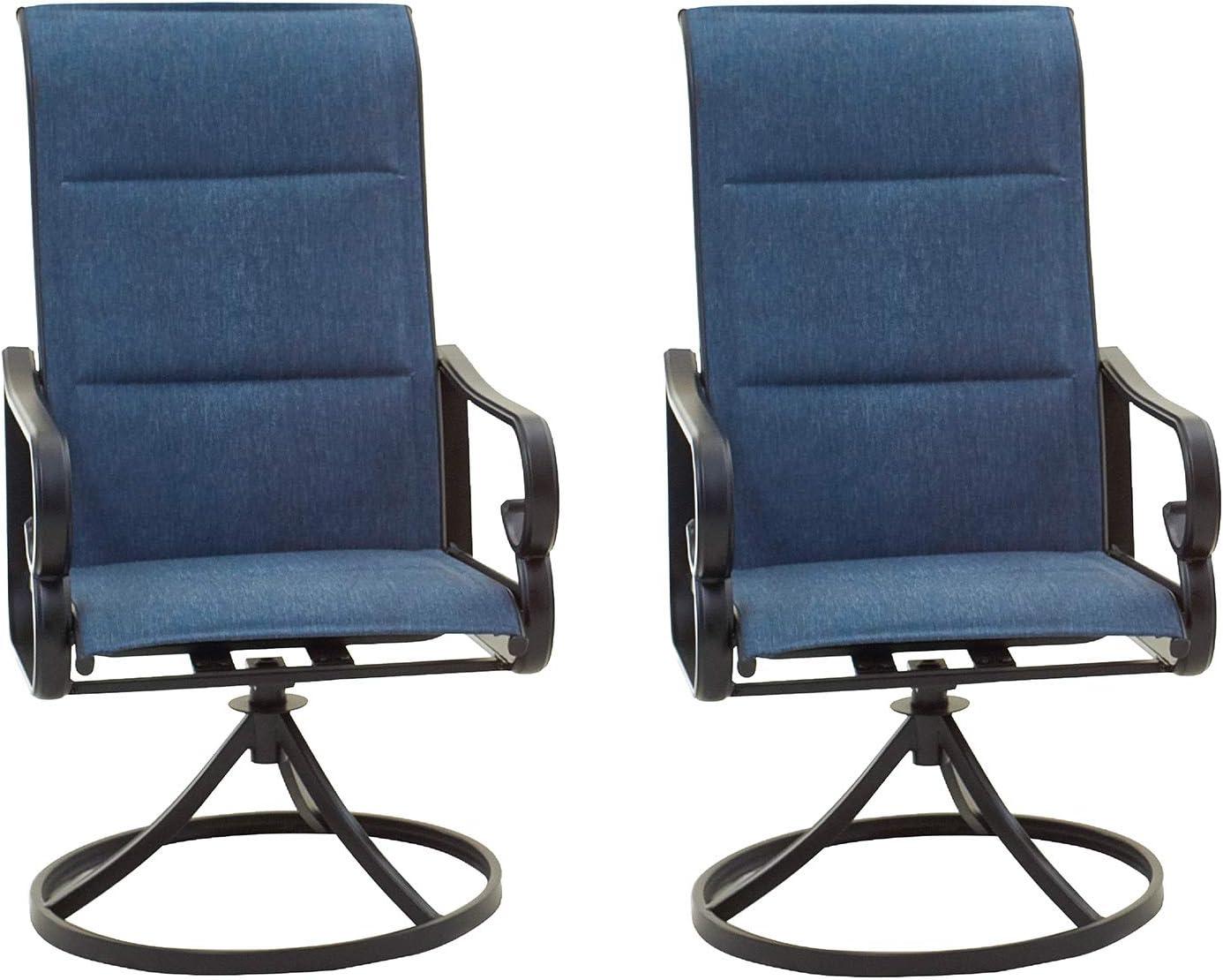 Sophia & William Patio Dining Swivel Chairs Outdoor Padded Textilene Chairs Set of 2, Blue