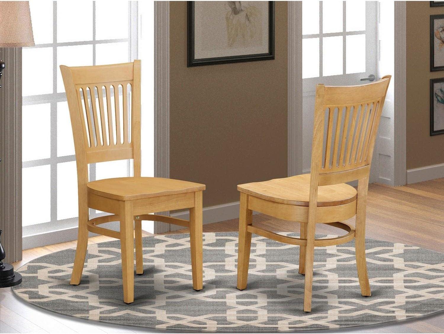 Vancouver Oak Wood Slat Back Dining Chairs, Set of 2