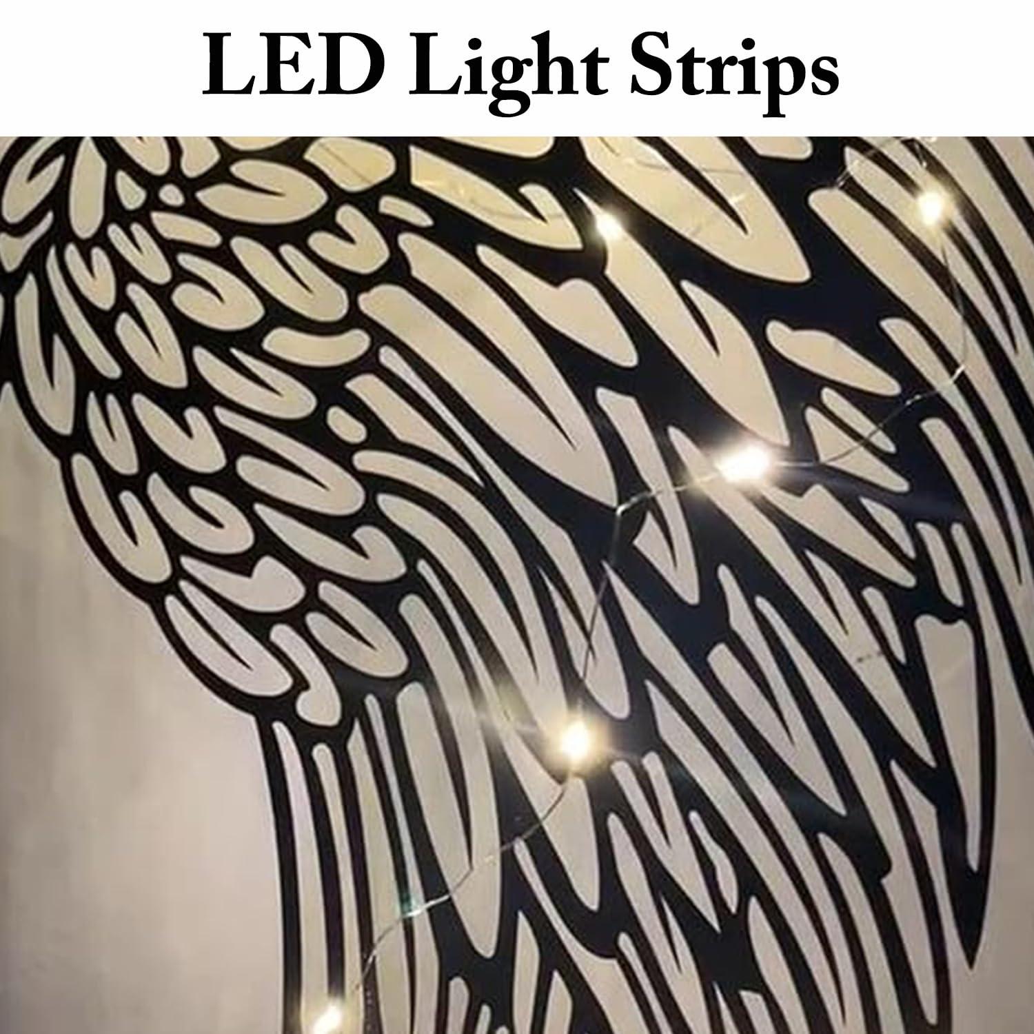 Angel Wings Metal Wall Art, Hilingoto Metal Wall Art, 1 Pair Angel Metal Wall Art with Led Lights Wall Art Decoration Ornament Angel Metal Wall Decor Mother's Day Hanging Decoration Crafts