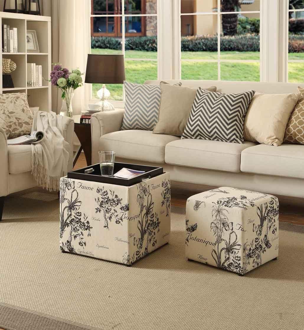 Designs4Comfort Park Avenue Single Ottoman with Stool, Botanical Print