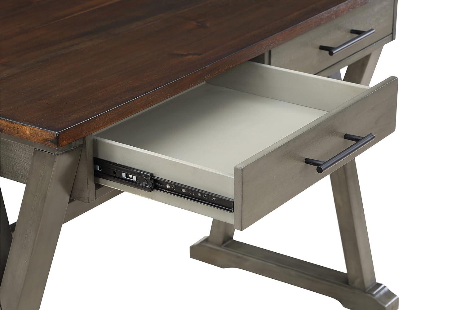 Jericho Rustic Writing Desk w/ Drawers in Slate Gray in Engineered Wood