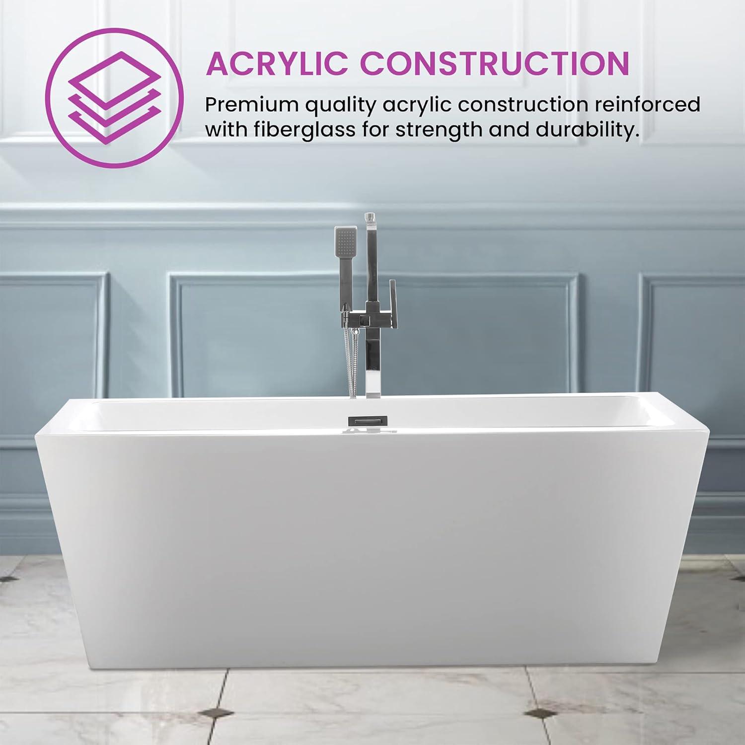 Elena 59" x 30" Freestanding Soaking Acrylic Bathtub