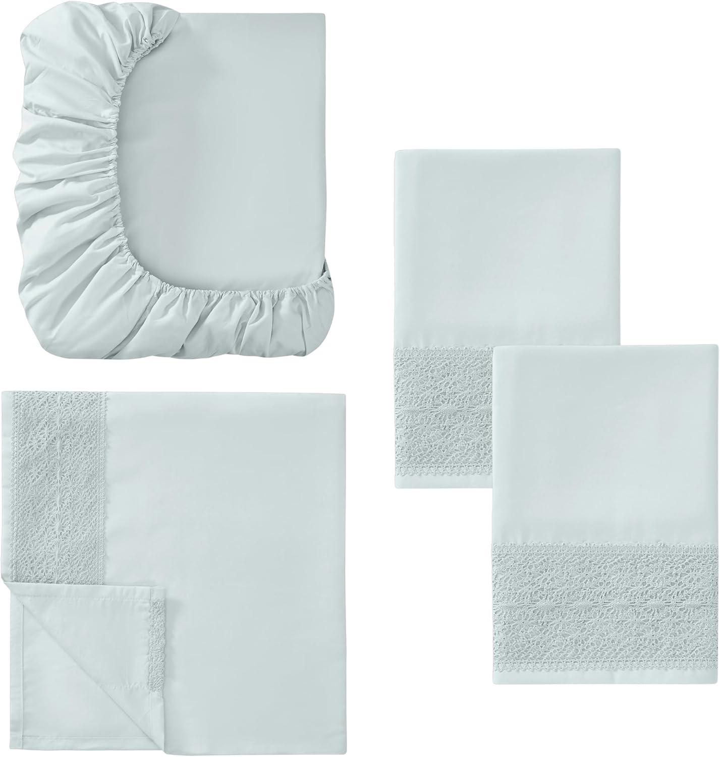 Modern Threads Modern Threads Yate Soft Microfiber Crochet Lace Sheets - Luxurious Microfiber Bed Sheets - Includes Flat Sheet, Fitted Sheet with Deep Pockets, & Pillowcases