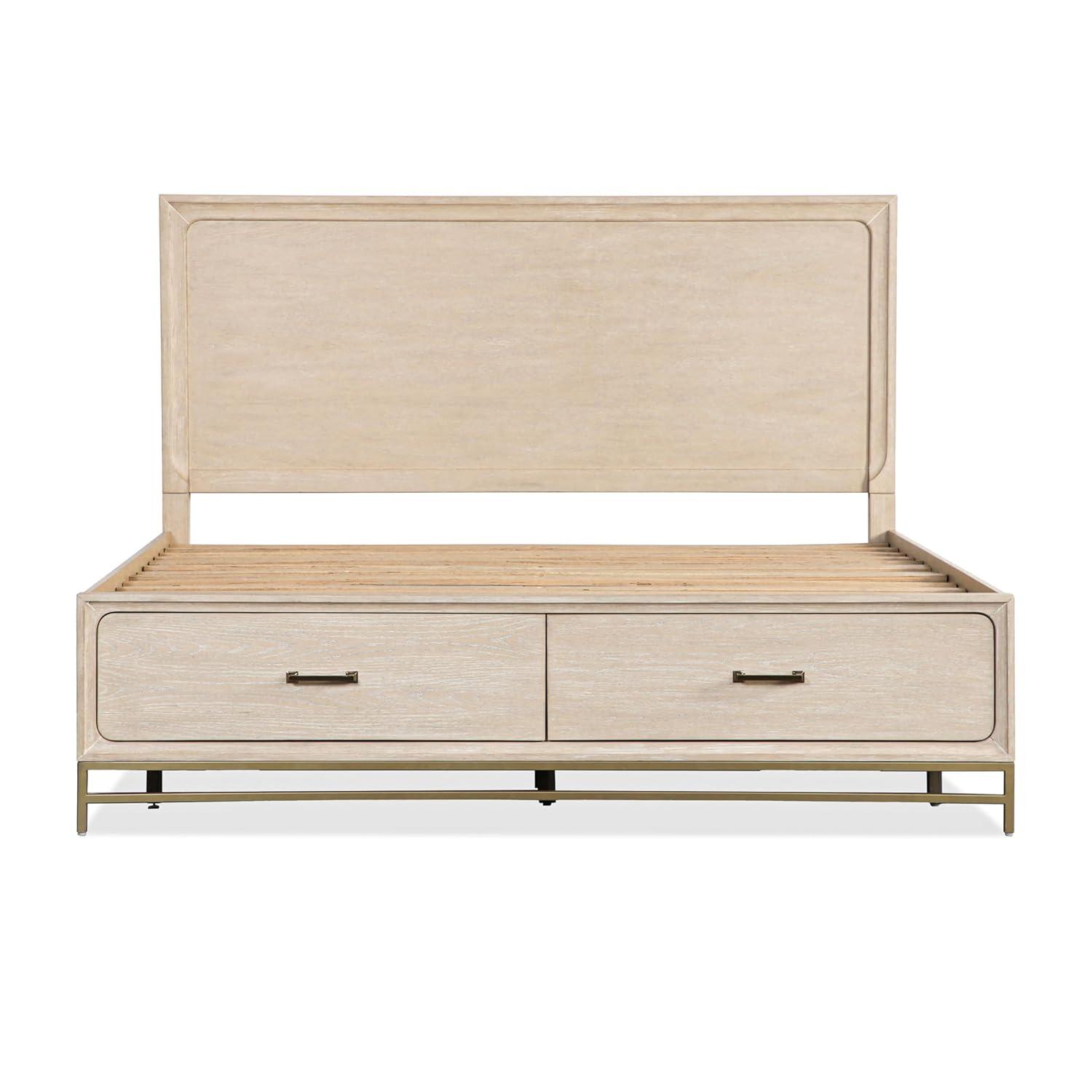 HOMES: Inside + Out 3pc Queen Neovesi Platform Bedroom Set Boho with 2 Nightstands Oak