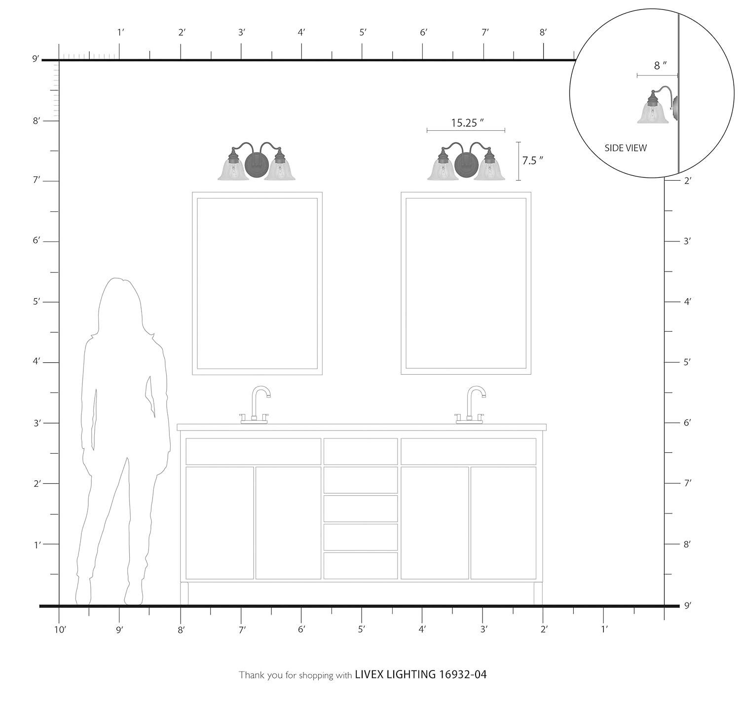 Livex Lighting Moreland 2 - Light Vanity in  Black