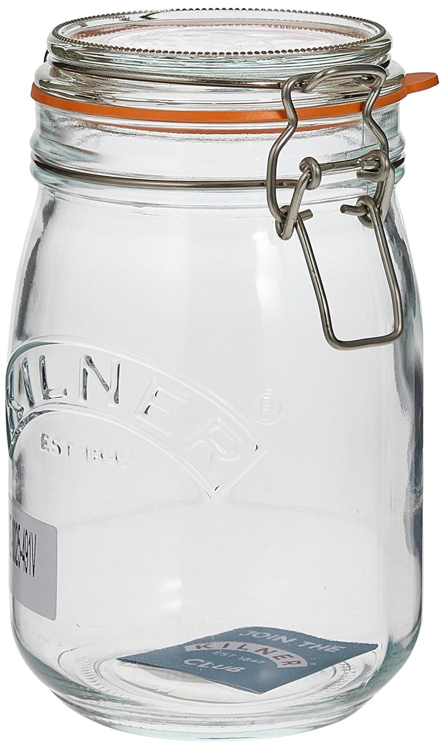 Clear Glass 34-Fl Oz Clip Top Storage Jar Set