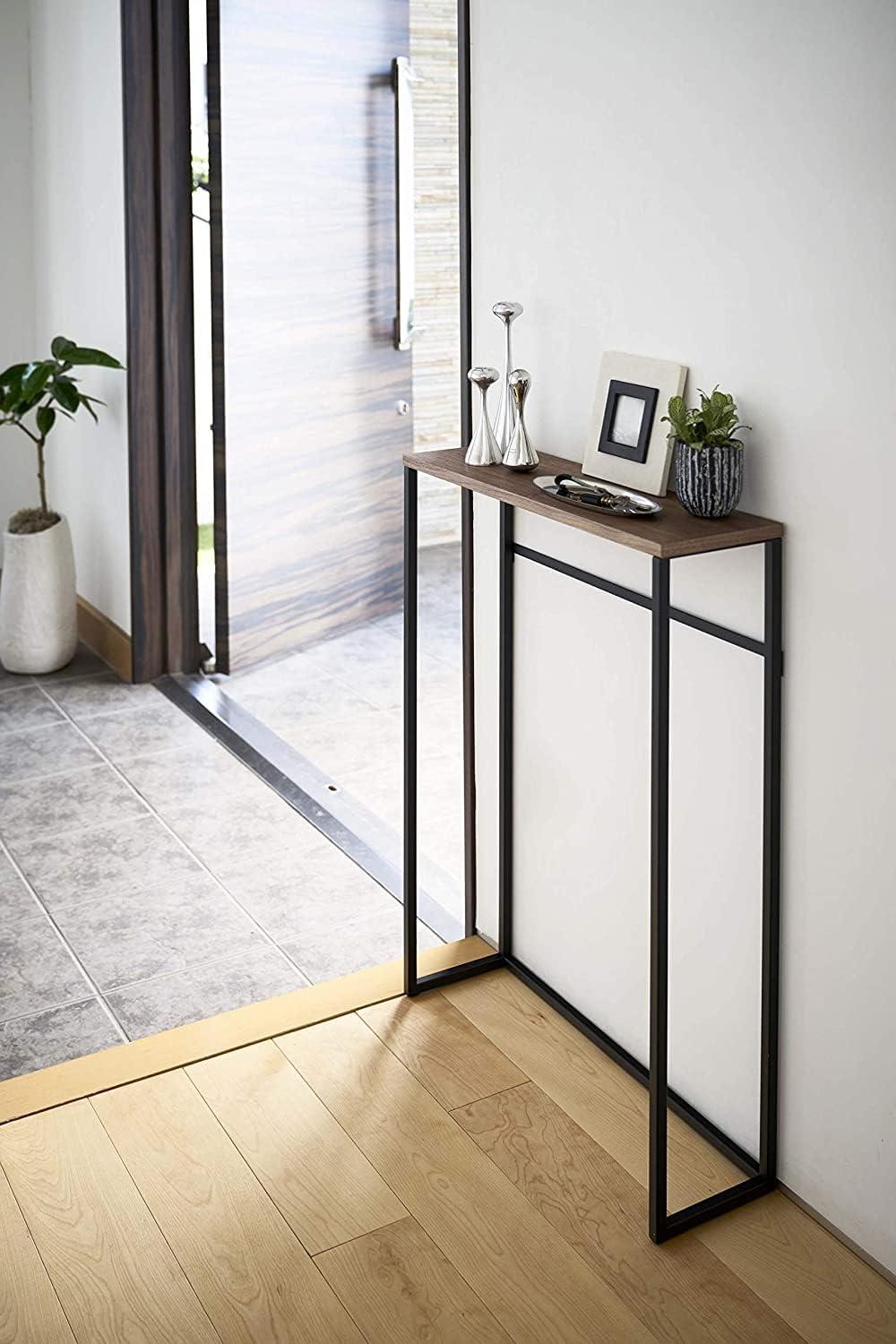 Tower Yamazaki Home Slim Console Table, Narrow Accent Table For Entryway Living Room, Steel + Wood