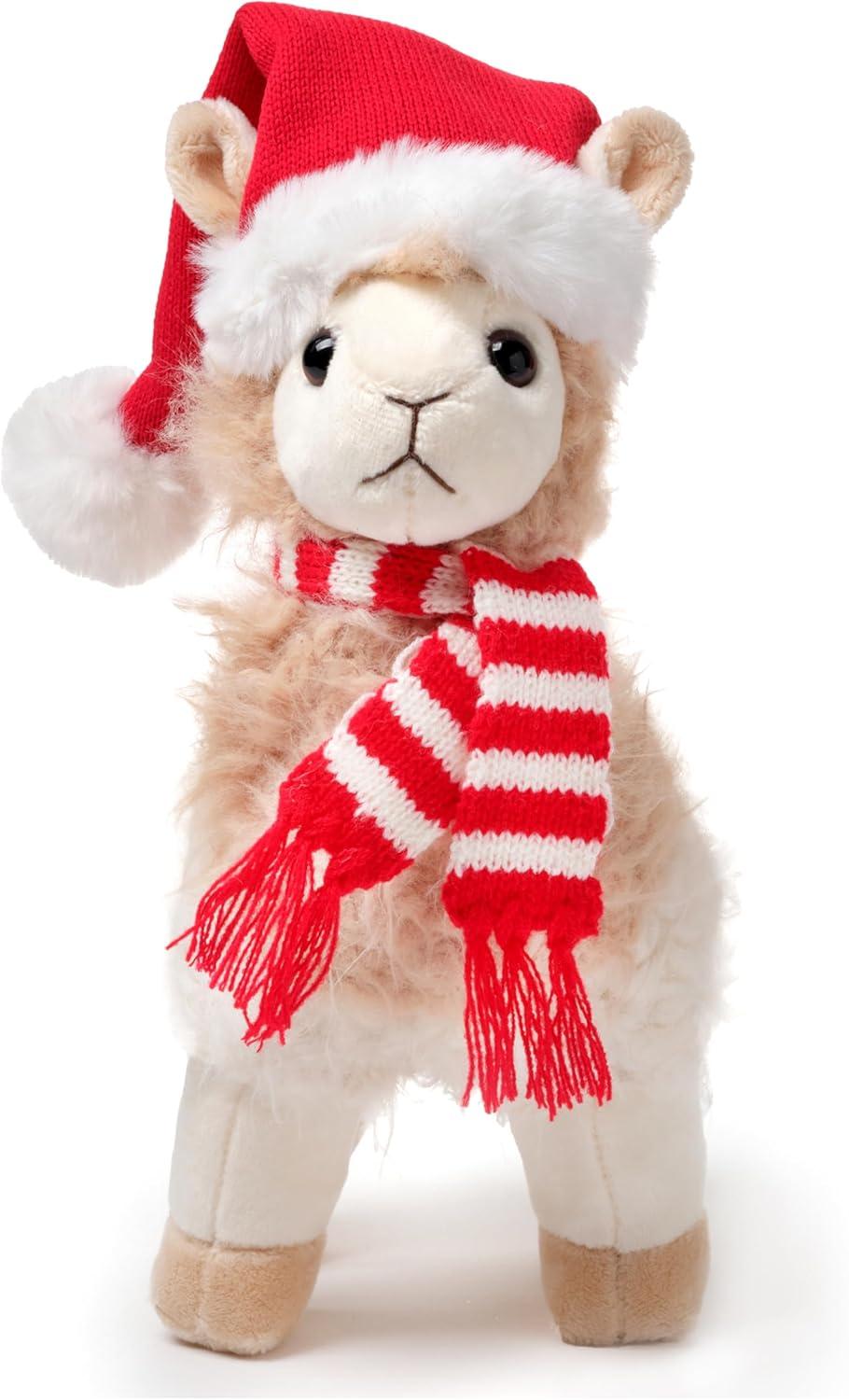 Holly the Holiday Llama Plush with Santa Hat and Scarf, 10 Inches