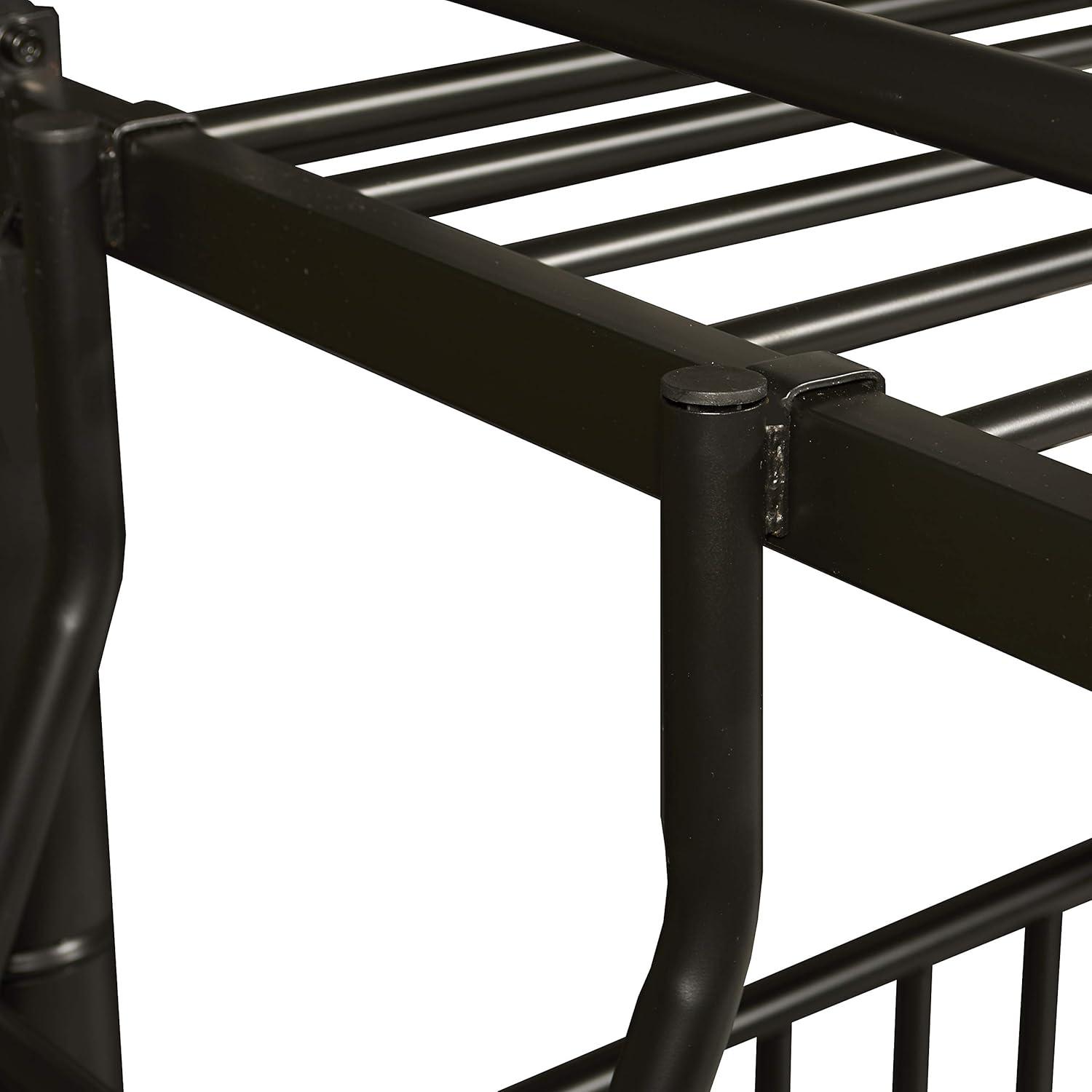 Sleek Black Metal Full Over Full Bunk Bed with Easy-Access Ladder