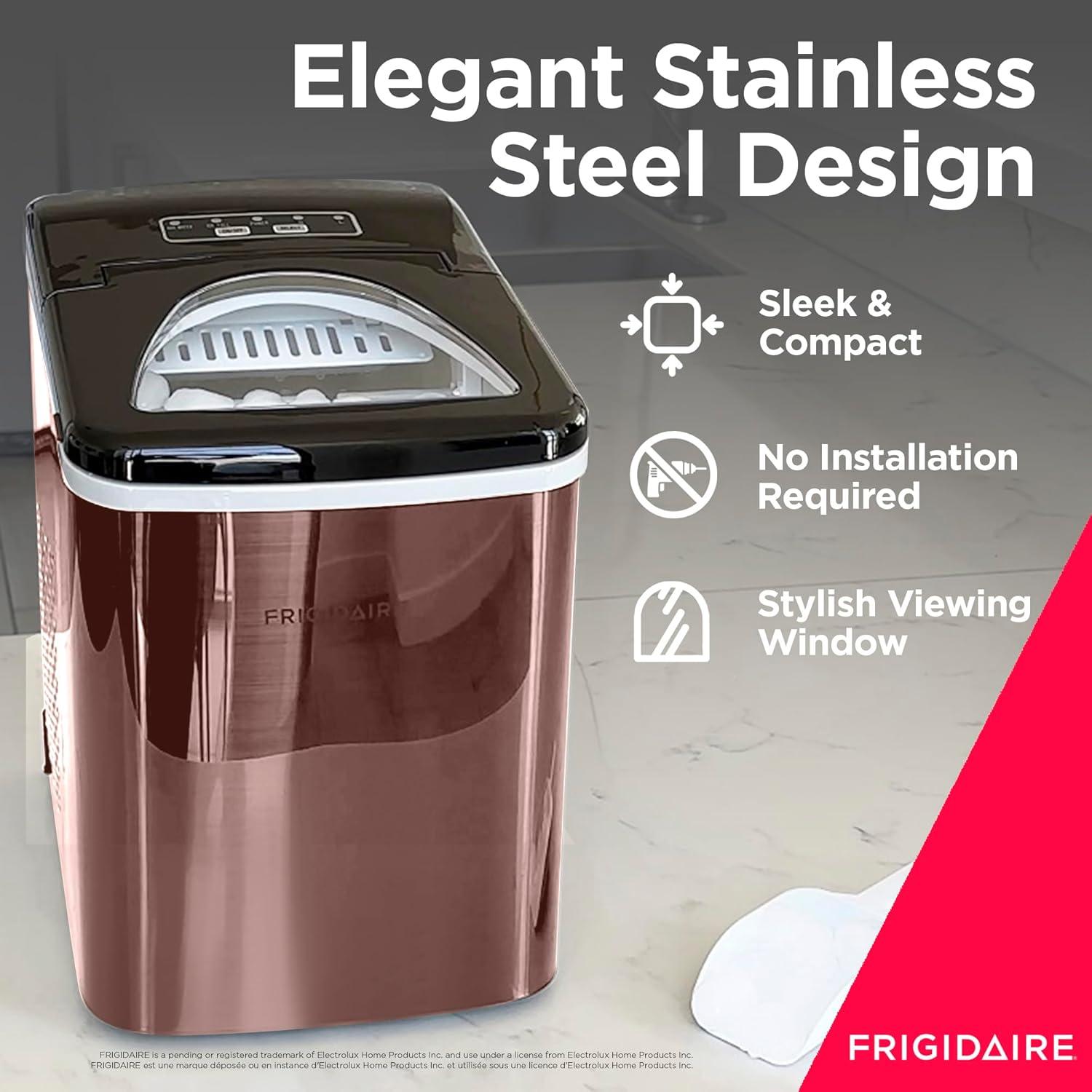 Stainless Steel Portable Countertop Ice Maker with Emblem