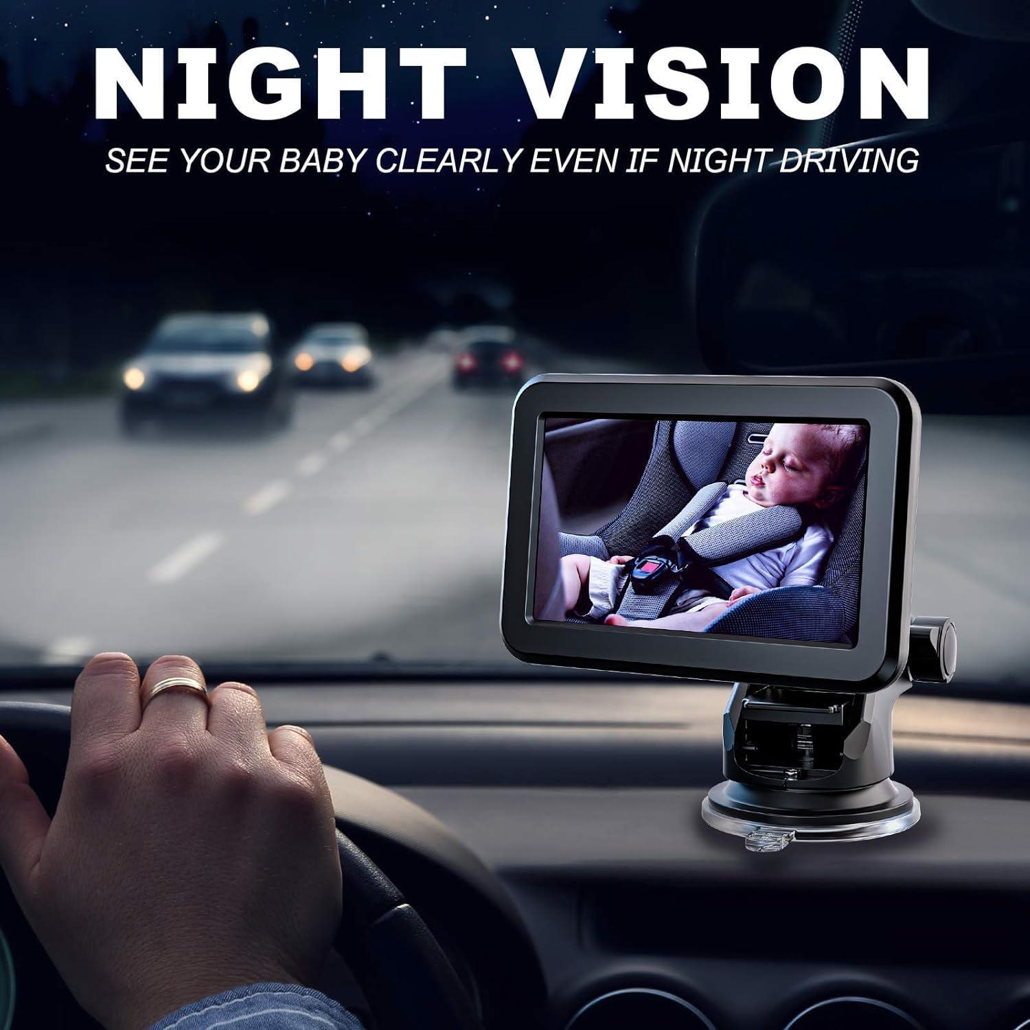 Itomoro Baby Car Mirror, View Infant in Rear Facing Seat with Wide Crystal Clear View,360Â° Rotation Plug and Play Easy Install baby car monitor 1080p