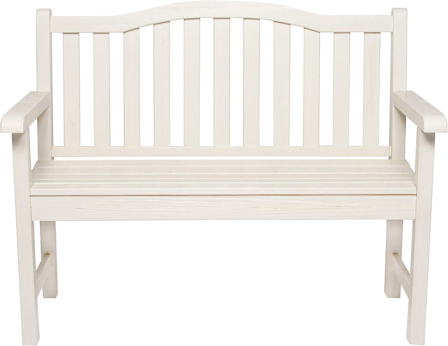 Shine Company Belfort II Wood Garden Bench, Eggshell White