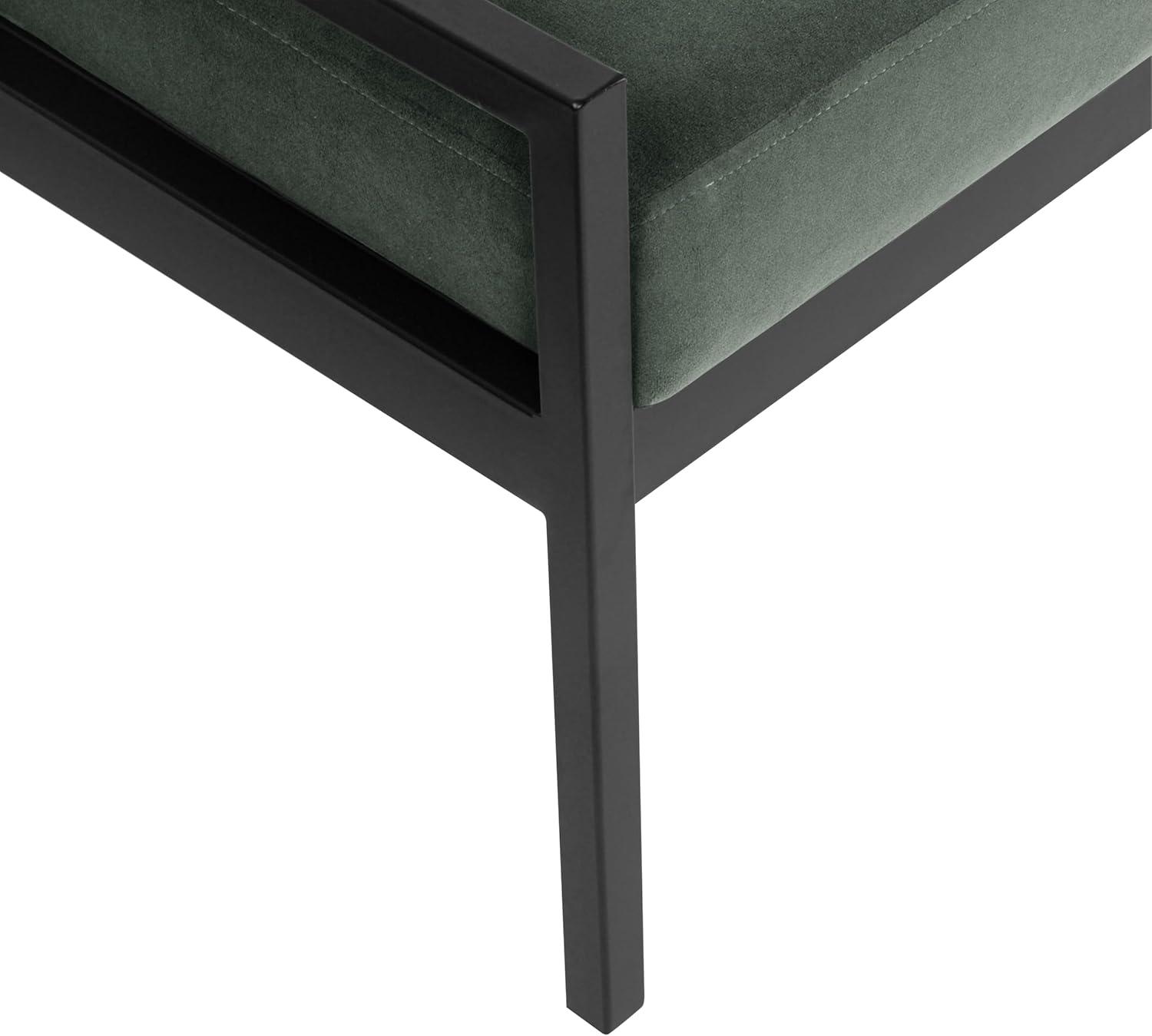 HomePop Modern Metal Bench Loden Green: Upholstered Rectangle for Entryway, End of Bed