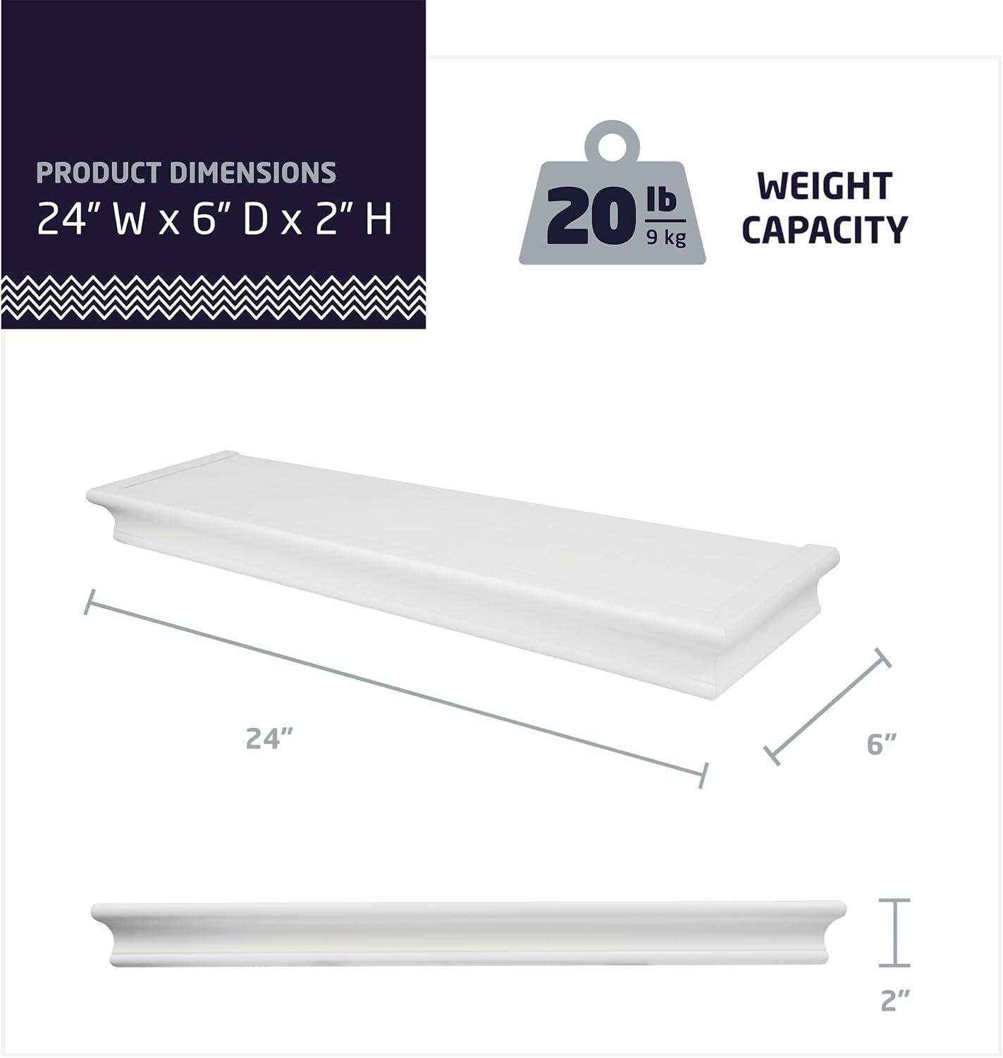 24 in. High & Mighty Beveled Floating Shelf, White