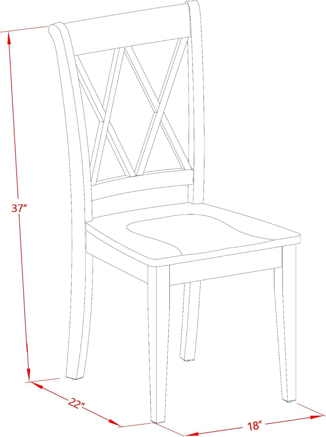 East West Furniture Avon 7-piece Wood Dining Set with X back Chairs in White