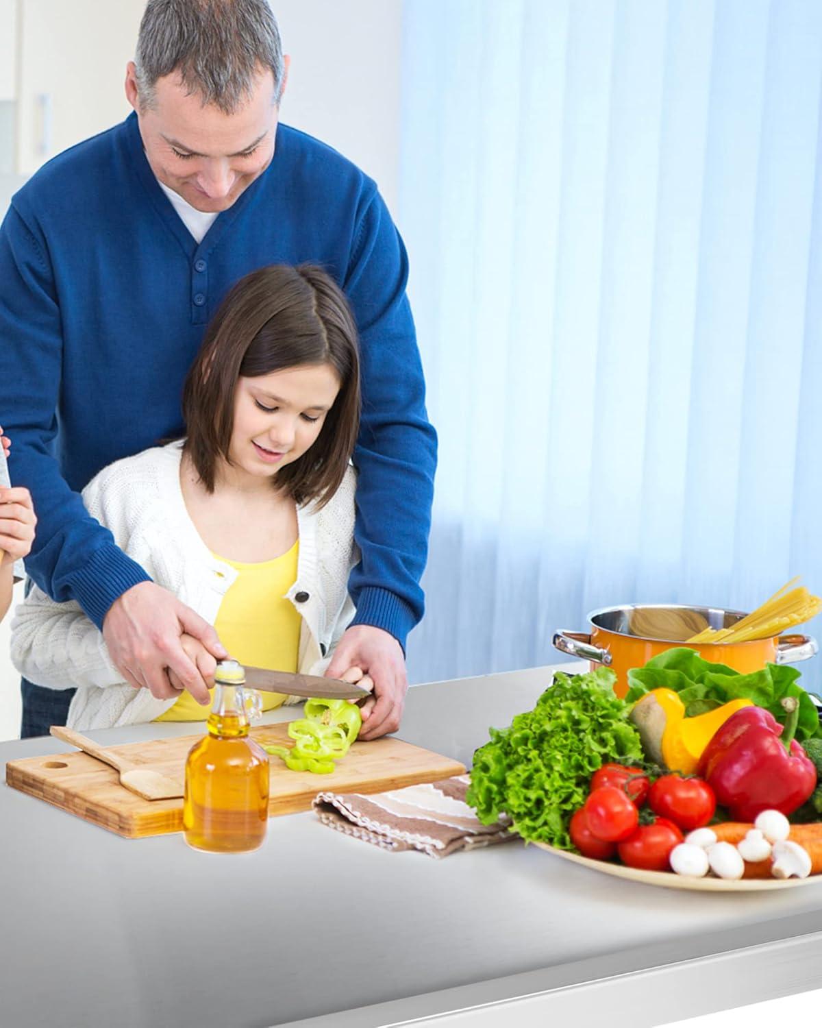 JINSEED Stainless Steel Work Table with Backsplash, 48 x 24 inch Commercial Food Prep Worktable, Heavy Duty Work Table for Kitchen, Restaurant, Hotelh