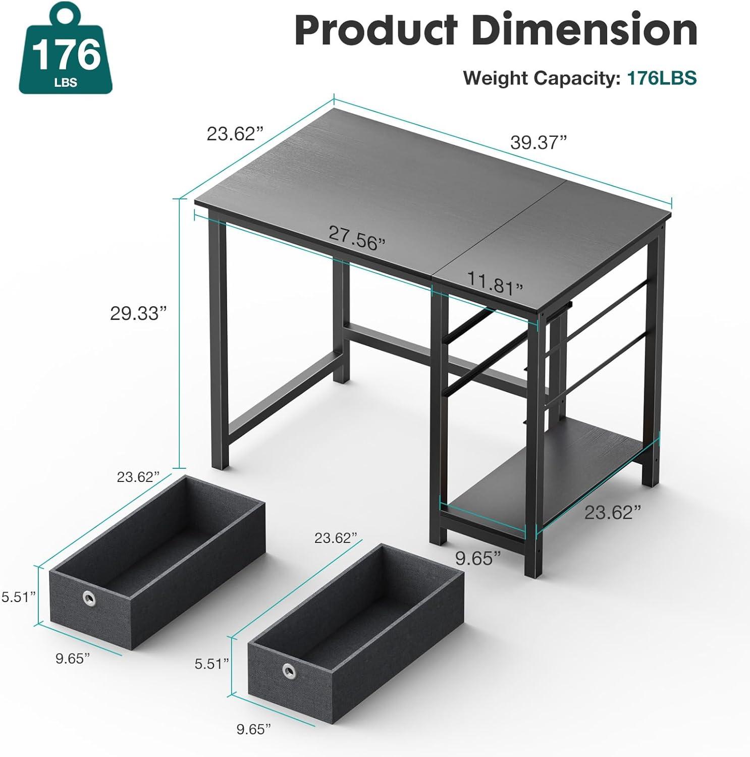 40-Inch Compact Computer Desk with Ample Storage Drawers - Modern Simple Style Writing Study PC Work Table for Home Bedroom Small Spaces - Ergonomic Design, Sturdy Construction, and Spacious Workspace