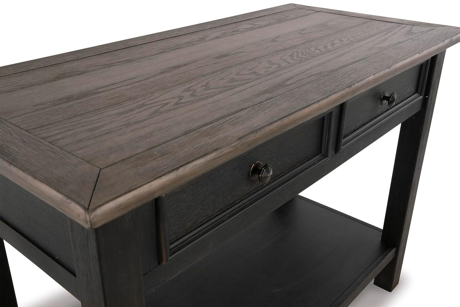 Tyler Creek Sofa/Console Table Grayish Brown/Black - Signature Design by Ashley: Mid-Century Modern with Open Shelf, Storage Drawer