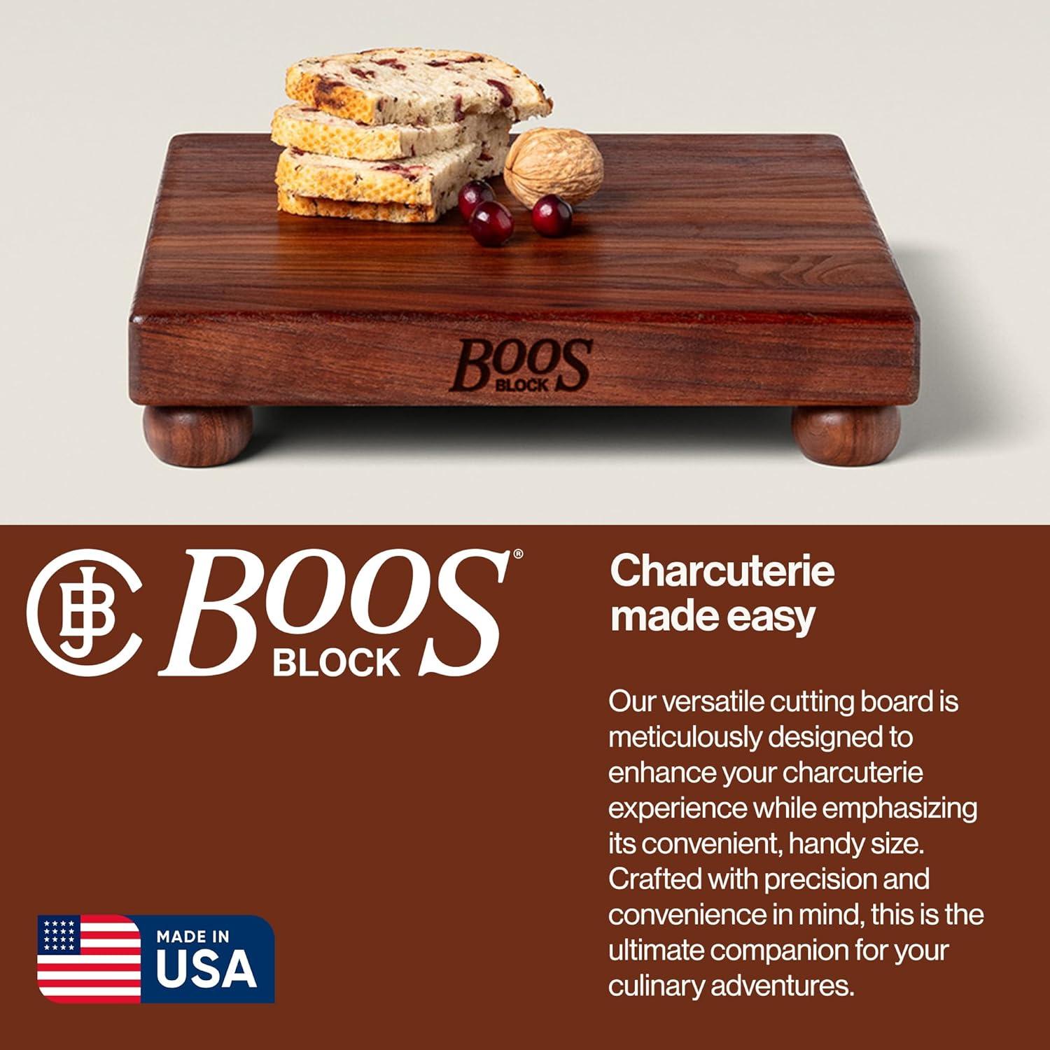 John Boos Gift 1.5" Edge Grain Walnut 12" Square Cutting Board with Wood Feet