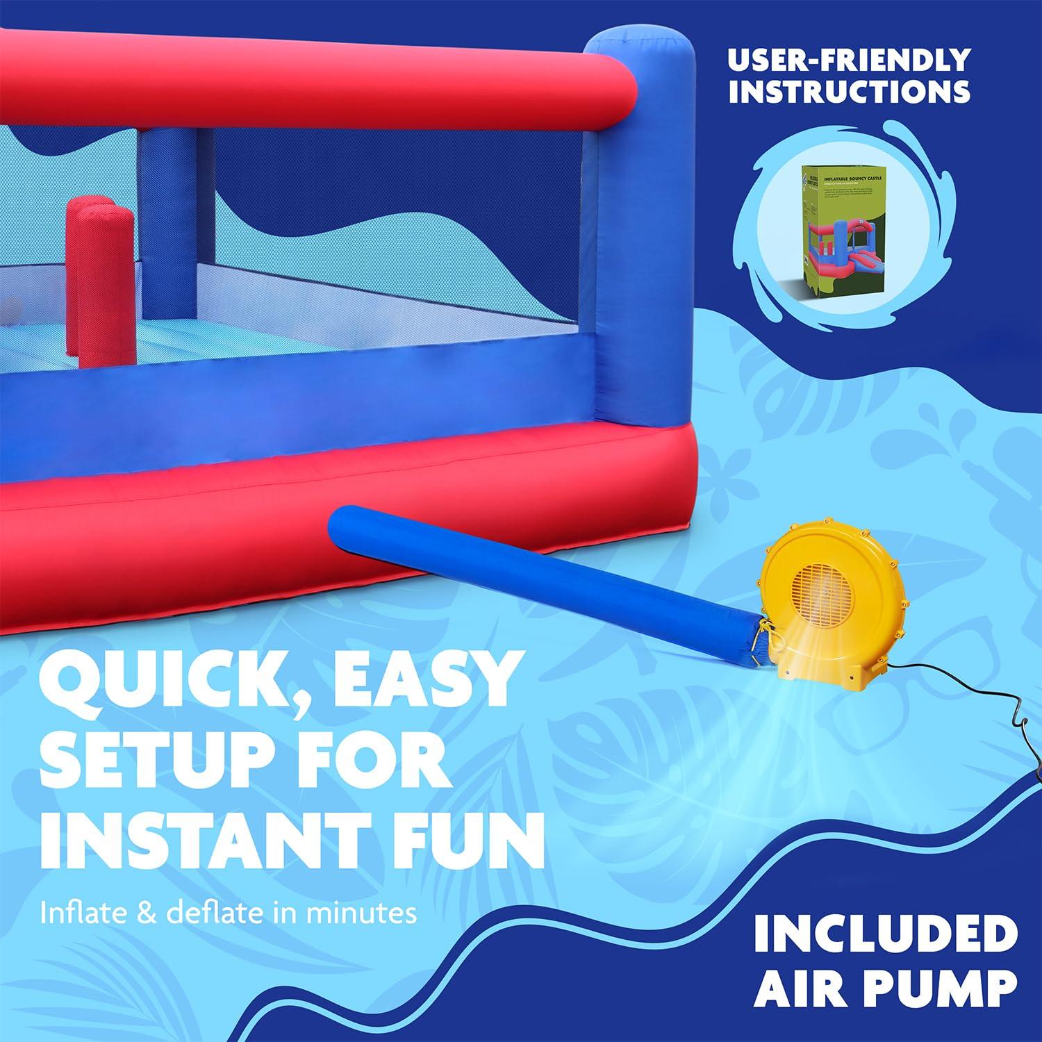 Sunny & Fun Inflatable Bounce House, Blue Bouncy Jump Castle