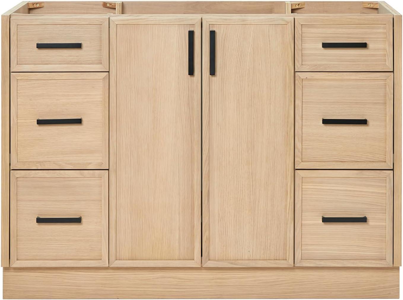 Kelly 48 Inch Oak Single Bathroom Vanity Base with Drawers