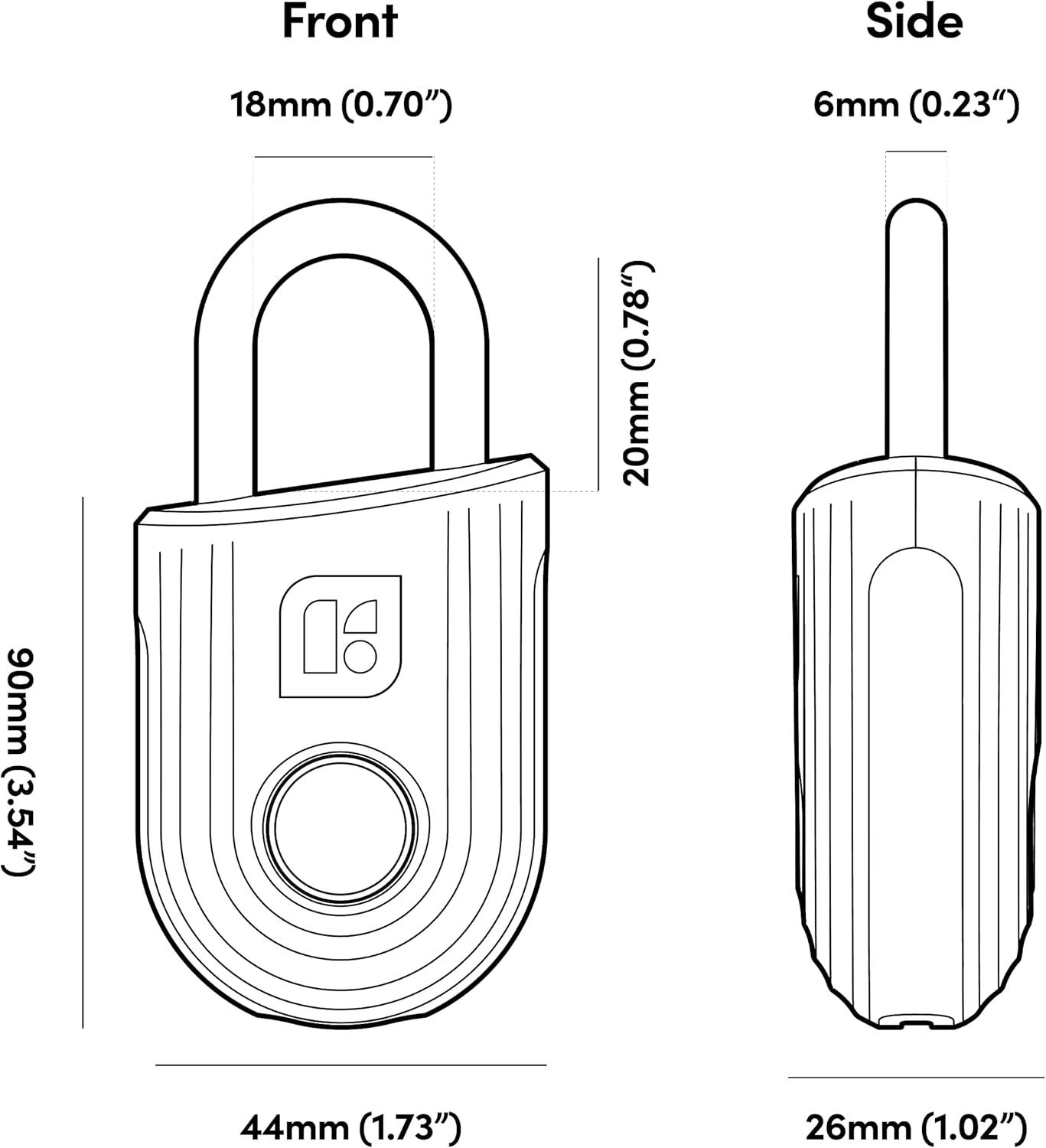 Black Smart Fingerprint Padlock with Mobile App