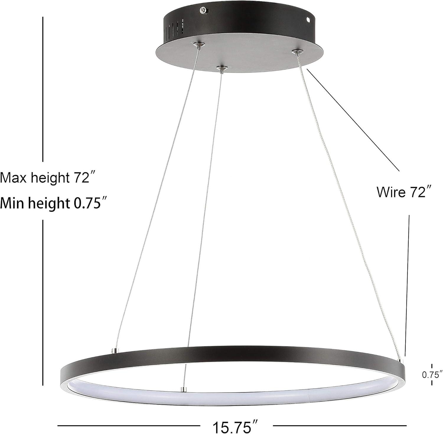 Matte Black Modern LED Drum Pendant Light - 15.75" Diameter