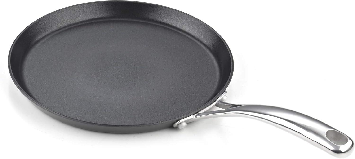 Cooks Standard 9.5-inch Crepe Pan Nonstick Hard Anodized, Dosa Tortilla Omelet Pan Pancake Flat Skillet Tawa Griddle, Black