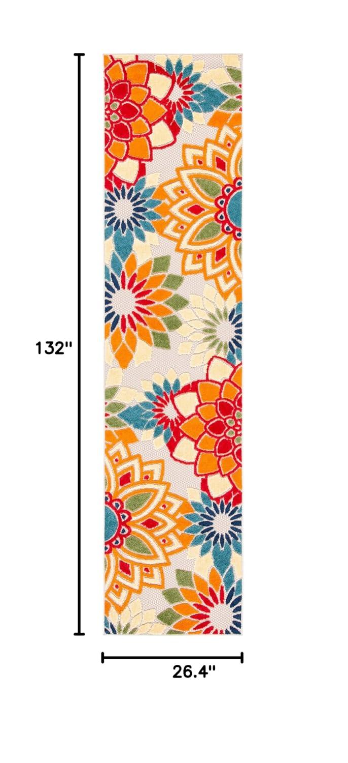 Cabana CBN328 Loomed Indoor Runner Rug - Ivory/Orange - 2'2"x11' - Safavieh