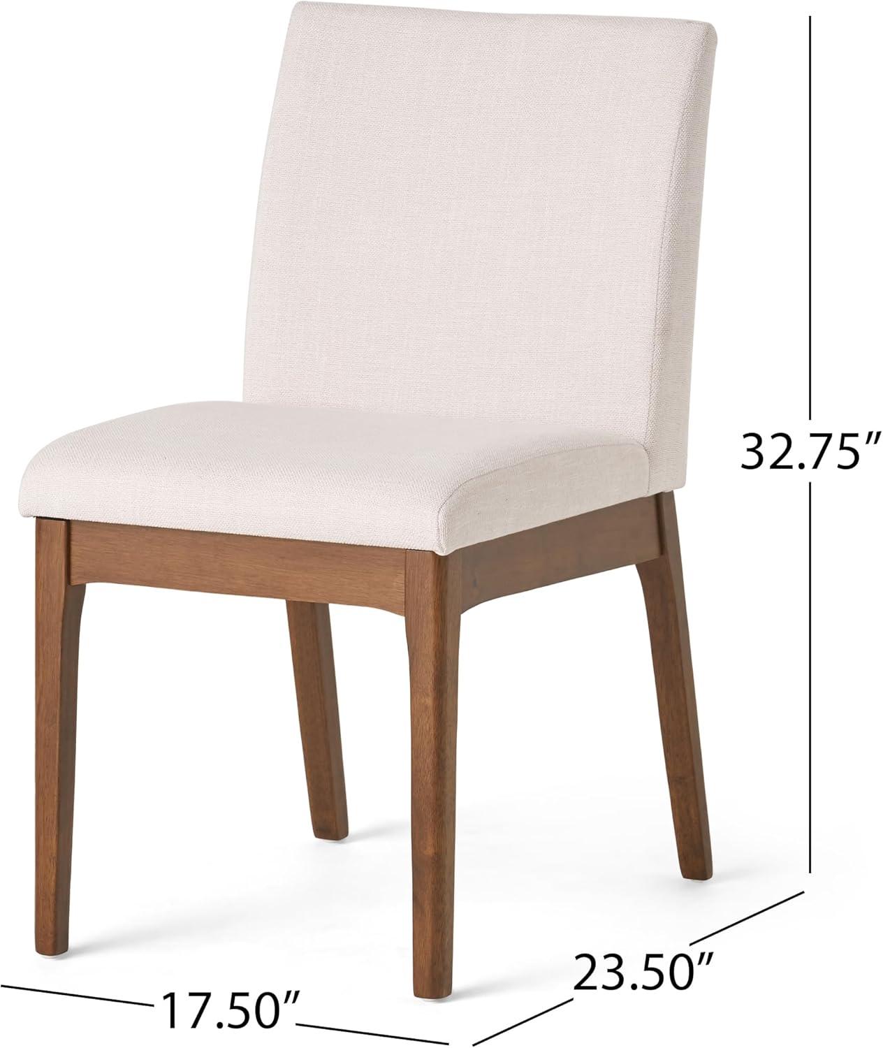 Christopher Knight Home Orrin 7 Pieces Mid Century Modern Upholstered Wood Dining Set, Light Beige/Walnut