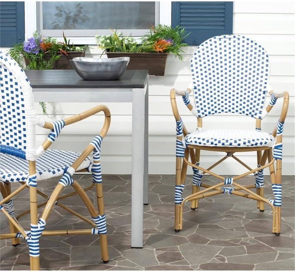 Safavieh Hooper Outdoor Stacking Arm Chair, Set of 2 - Blue/White